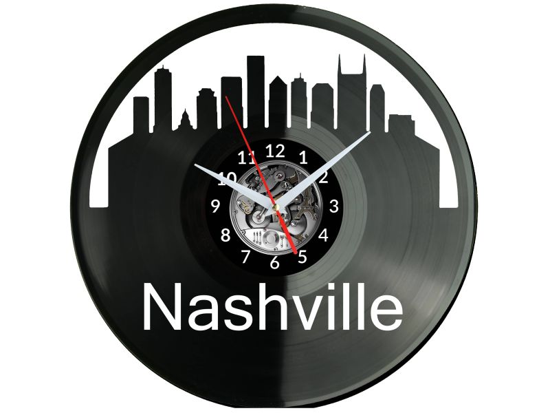  Nashville Skyline Zegar Ścienny Płyta Winylowa Nowoczesny Dekoracyjny Na Prezent Urodziny W3064