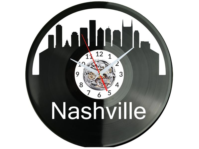  Nashville Skyline Zegar Ścienny Płyta Winylowa Nowoczesny Dekoracyjny Na Prezent Urodziny W3064