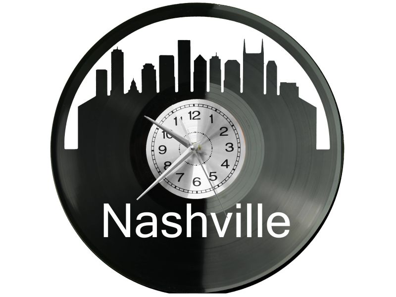  Nashville Skyline Zegar Ścienny Płyta Winylowa Nowoczesny Dekoracyjny Na Prezent Urodziny W3064