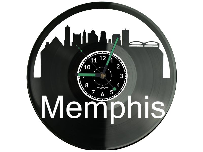 Memphis Skyline Zegar Ścienny Płyta Winylowa Nowoczesny Dekoracyjny Na Prezent Urodziny W3065