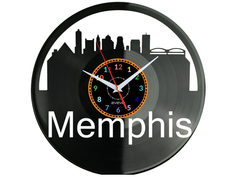 Memphis Skyline Zegar Ścienny Płyta Winylowa Nowoczesny Dekoracyjny Na Prezent Urodziny W3065