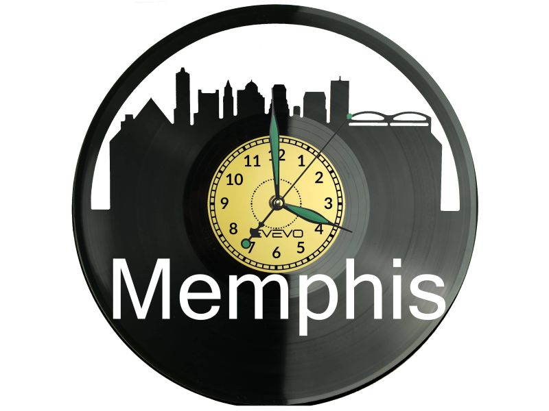 Memphis Skyline Zegar Ścienny Płyta Winylowa Nowoczesny Dekoracyjny Na Prezent Urodziny W3065