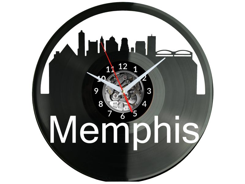 Memphis Skyline Zegar Ścienny Płyta Winylowa Nowoczesny Dekoracyjny Na Prezent Urodziny W3065