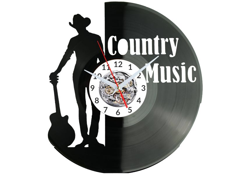 Country Music Zegar Ścienny Płyta Winylowa Nowoczesny Dekoracyjny Na Prezent Urodziny W3071