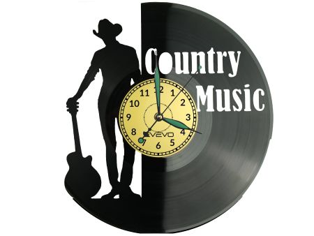 Country Music Zegar Ścienny Płyta Winylowa Nowoczesny Dekoracyjny Na Prezent Urodziny W3071