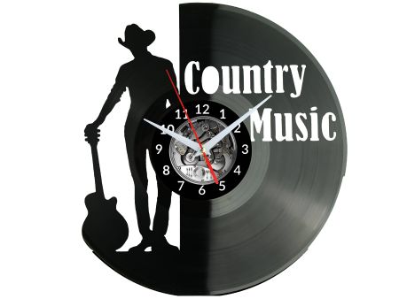 Country Music Zegar Ścienny Płyta Winylowa Nowoczesny Dekoracyjny Na Prezent Urodziny W3071