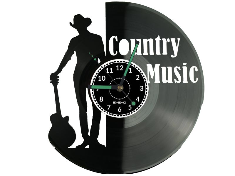 Country Music Zegar Ścienny Płyta Winylowa Nowoczesny Dekoracyjny Na Prezent Urodziny W3071