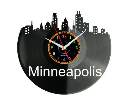 Minneapolis Zegar Ścienny Płyta Winylowa Nowoczesny Dekoracyjny Na Prezent Urodziny W3086