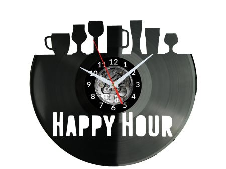 Happy Hour Zegar Ścienny Płyta Winylowa Nowoczesny Dekoracyjny Na Prezent Urodziny W3096