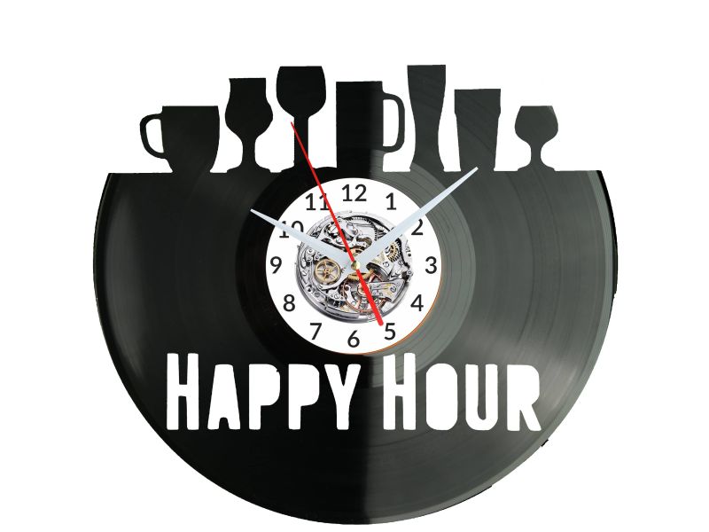 Happy Hour Zegar Ścienny Płyta Winylowa Nowoczesny Dekoracyjny Na Prezent Urodziny W3096