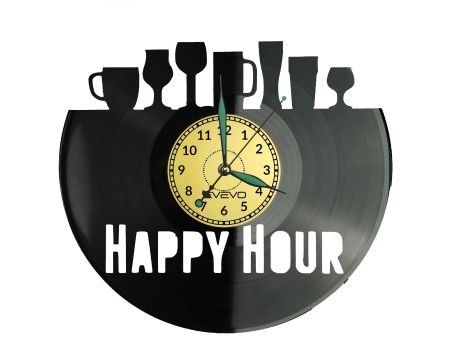 Happy Hour Zegar Ścienny Płyta Winylowa Nowoczesny Dekoracyjny Na Prezent Urodziny W3096