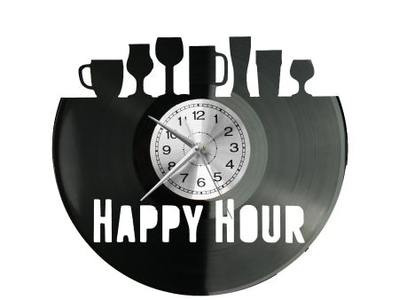 Happy Hour Zegar Ścienny Płyta Winylowa Nowoczesny Dekoracyjny Na Prezent Urodziny W3096