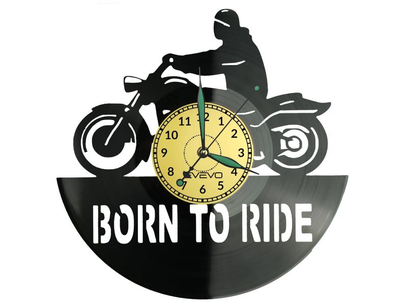 Born to Ride Zegar Ścienny Płyta Winylowa Nowoczesny Dekoracyjny Na Prezent Urodziny W3004S