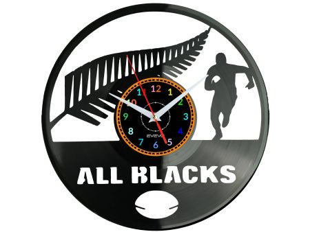  All Blacks Zegar Ścienny Płyta Winylowa Nowoczesny Dekoracyjny Na Prezent Urodziny W3043S