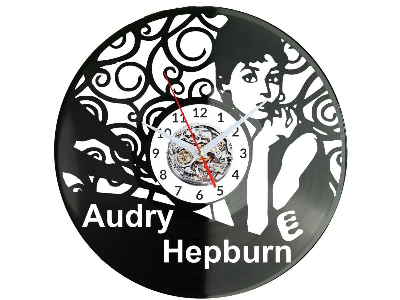 Audry Hepburn Zegar Ścienny Płyta Winylowa Nowoczesny Dekoracyjny Na Prezent Urodziny W3059S