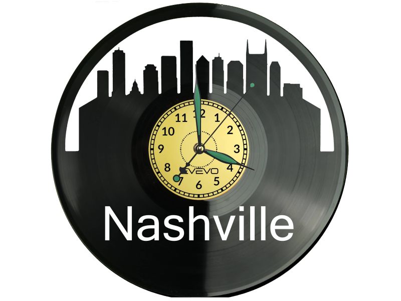  Nashville Skyline Zegar Ścienny Płyta Winylowa Nowoczesny Dekoracyjny Na Prezent Urodziny W3064S