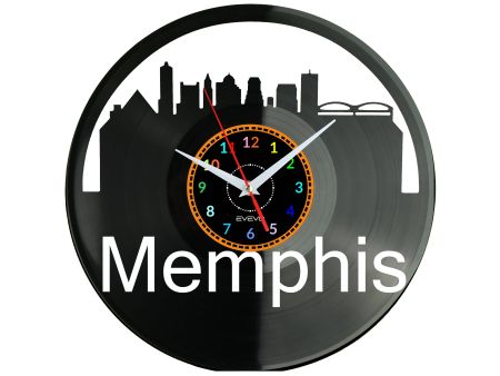 Memphis Skyline Zegar Ścienny Płyta Winylowa Nowoczesny Dekoracyjny Na Prezent Urodziny W3065S