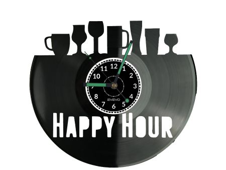 Happy Hour Zegar Ścienny Płyta Winylowa Nowoczesny Dekoracyjny Na Prezent Urodziny W3096S