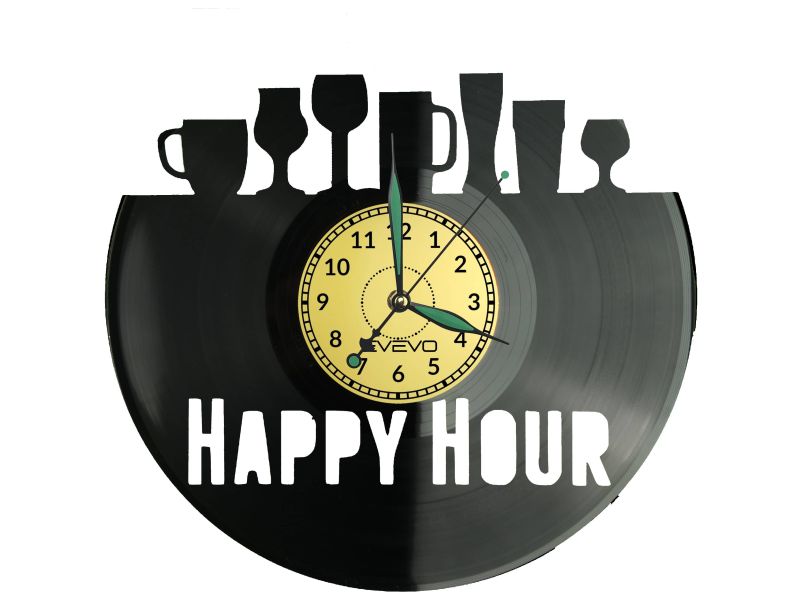 Happy Hour Zegar Ścienny Płyta Winylowa Nowoczesny Dekoracyjny Na Prezent Urodziny W3096S