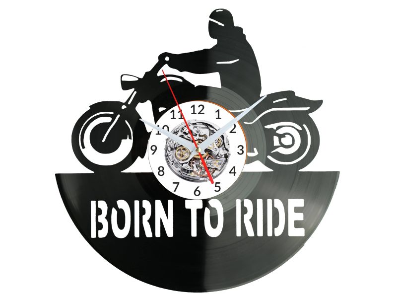 Born to Ride Zegar Ścienny Płyta Winylowa Nowoczesny Dekoracyjny Na Prezent Urodziny W3004R