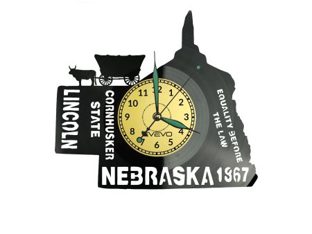 Nebraska Zegar Ścienny Płyta Winylowa Nowoczesny Dekoracyjny Na Prezent Urodziny W3053R