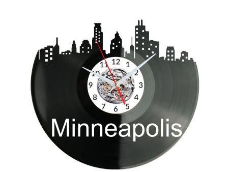 Minneapolis Zegar Ścienny Płyta Winylowa Nowoczesny Dekoracyjny Na Prezent Urodziny W3086R