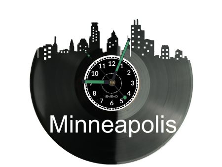 Minneapolis Zegar Ścienny Płyta Winylowa Nowoczesny Dekoracyjny Na Prezent Urodziny W3086R