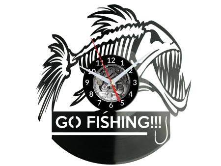 Go Fishing Zegar Ścienny Płyta Winylowa Nowoczesny Dekoracyjny Na Prezent Urodziny W3161