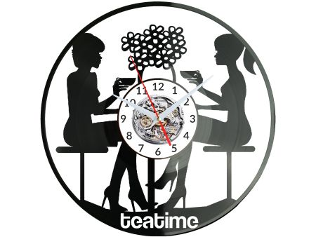 Tea Time Zegar Ścienny Płyta Winylowa Nowoczesny Dekoracyjny Na Prezent Urodziny W3165