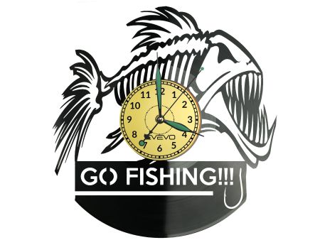 Go Fishing Zegar Ścienny Płyta Winylowa Nowoczesny Dekoracyjny Na Prezent Urodziny W3161R