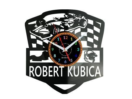 ROBERT KUBICA ZEGAR ŚCIENNY PŁYTA WINYLOWA PREZENT UPOMINEK URODZINY DLA NIEJ DLA NIEGO EVEVO EVEVO.PL W3221