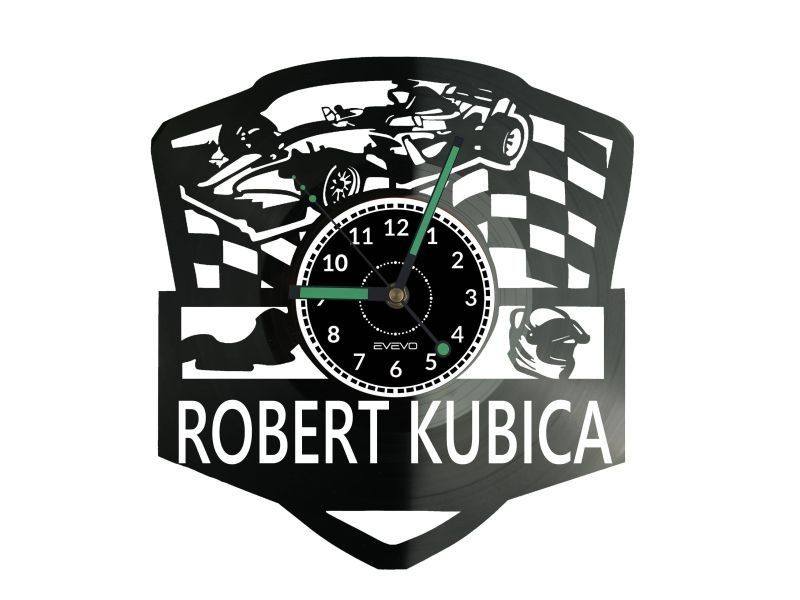 ROBERT KUBICA ZEGAR ŚCIENNY PŁYTA WINYLOWA PREZENT UPOMINEK URODZINY DLA NIEJ DLA NIEGO EVEVO EVEVO.PL W3221