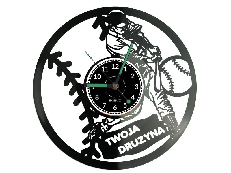 Baseball Twoja Nazwa Drużyny Zegar Ścienny Płyta Winylowa Nowoczesny Dekoracyjny Na Prezent Urodziny W3271