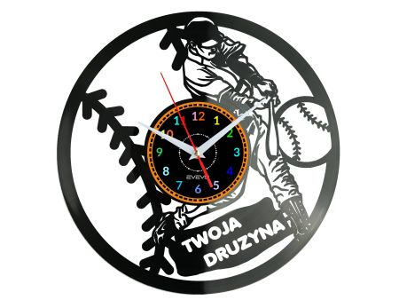 Baseball Twoja Nazwa Drużyny Zegar Ścienny Płyta Winylowa Nowoczesny Dekoracyjny Na Prezent Urodziny W3271