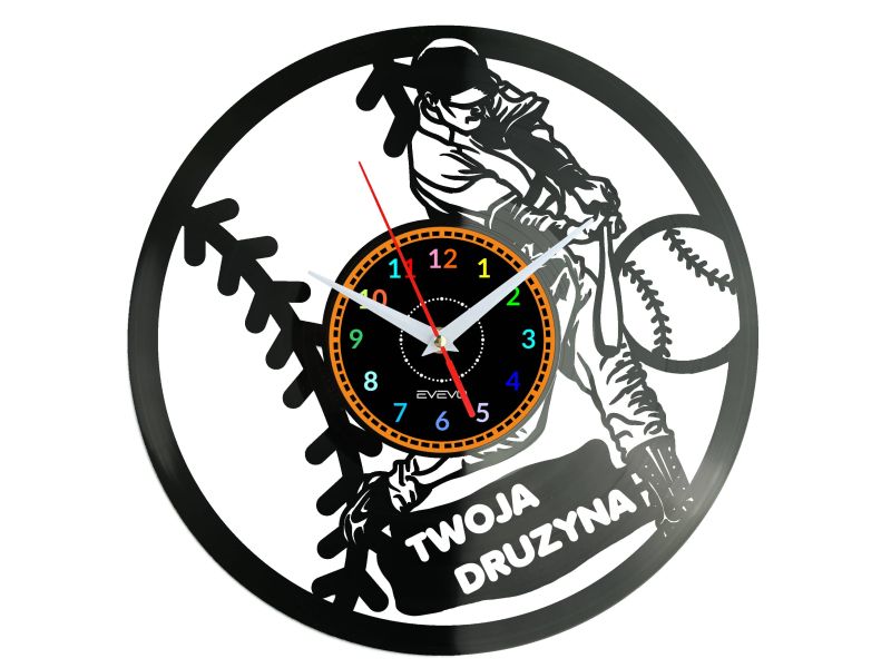 Baseball Twoja Nazwa Drużyny Zegar Ścienny Płyta Winylowa Nowoczesny Dekoracyjny Na Prezent Urodziny W3271