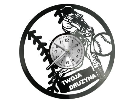 Baseball Twoja Nazwa Drużyny Zegar Ścienny Płyta Winylowa Nowoczesny Dekoracyjny Na Prezent Urodziny W3271