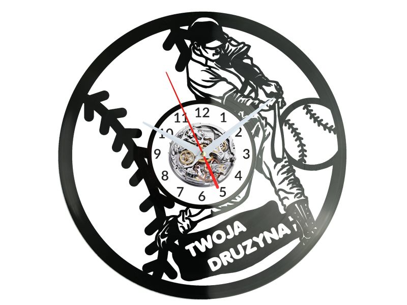 Baseball Twoja Nazwa Drużyny Zegar Ścienny Płyta Winylowa Nowoczesny Dekoracyjny Na Prezent Urodziny W3271