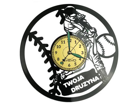 Baseball Twoja Nazwa Drużyny Zegar Ścienny Płyta Winylowa Nowoczesny Dekoracyjny Na Prezent Urodziny W3271