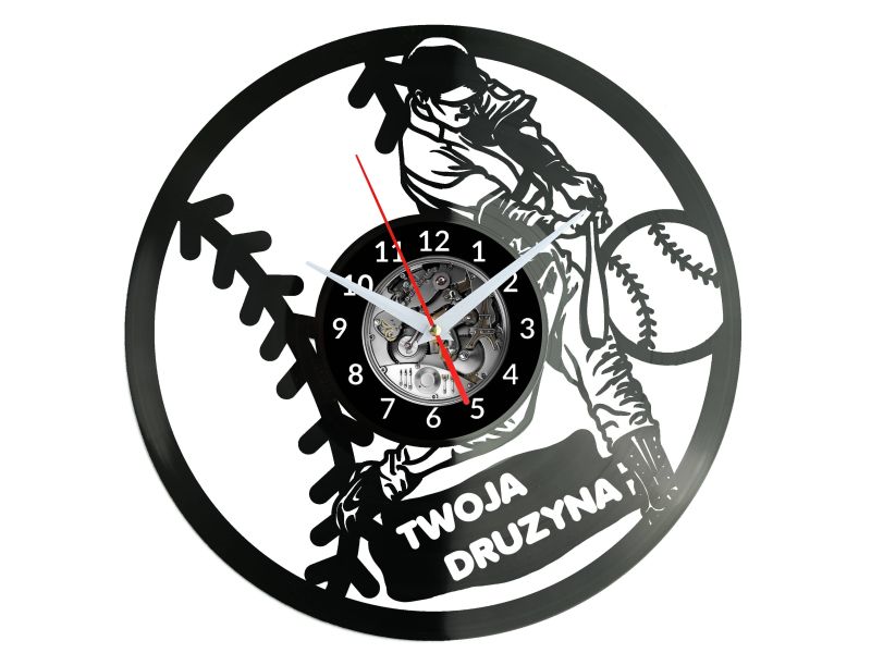 Baseball Twoja Nazwa Drużyny Zegar Ścienny Płyta Winylowa Nowoczesny Dekoracyjny Na Prezent Urodziny W3271