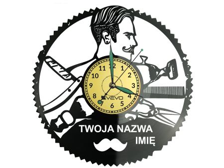  Barber Shop Twoja Nazwa Zegar Ścienny Płyta Winylowa Nowoczesny Dekoracyjny Na Prezent Urodziny W3274