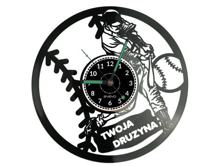 Baseball Twoja Nazwa Drużyny Zegar Ścienny Płyta Winylowa Nowoczesny Dekoracyjny Na Prezent Urodziny W3271S