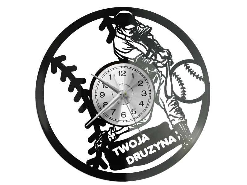 Baseball Twoja Nazwa Drużyny Zegar Ścienny Płyta Winylowa Nowoczesny Dekoracyjny Na Prezent Urodziny W3271S