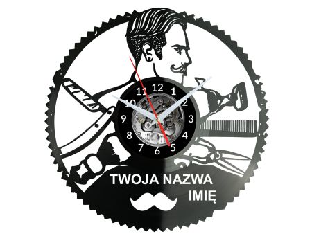  Barber Shop Twoja Nazwa Zegar Ścienny Płyta Winylowa Nowoczesny Dekoracyjny Na Prezent Urodziny W3274S