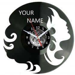 Salon Fryzjerski Twoja Nazwa Zegar Ścienny Płyta Winylowa Nowoczesny Dekoracyjny Na Prezent Urodziny W3245R
