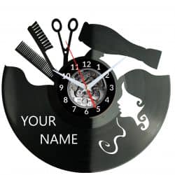  Salon Fryzjerski Twoja Nazwa Zegar Ścienny Płyta Winylowa Nowoczesny Dekoracyjny Na Prezent Urodziny W3246R