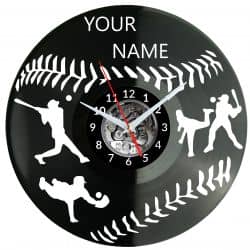  Baseball Twoja Nazwa Zegar Ścienny Płyta Winylowa Nowoczesny Dekoracyjny Na Prezent Urodziny W3263R