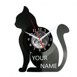  Kot Koty Twoje Imię Zegar Ścienny Płyta Winylowa Nowoczesny Dekoracyjny Na Prezent Urodziny W3268R