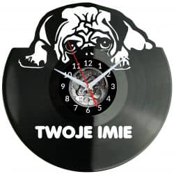 Mops Pies Twoje Imię Zegar Ścienny Płyta Winylowa Nowoczesny Dekoracyjny Na Prezent Urodziny W3273R