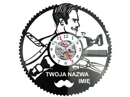  Barber Shop Twoja Nazwa Zegar Ścienny Płyta Winylowa Nowoczesny Dekoracyjny Na Prezent Urodziny W3274R