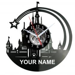  Zamek Twoje Imię Zegar Ścienny Płyta Winylowa Nowoczesny Dekoracyjny Na Prezent Urodziny W3277R